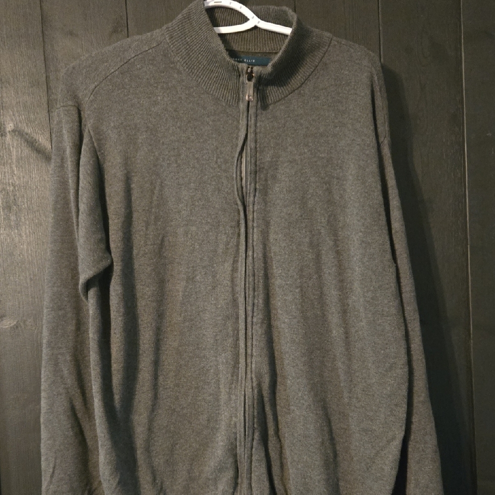 Perry Ellis Gray Zip Up Sweater